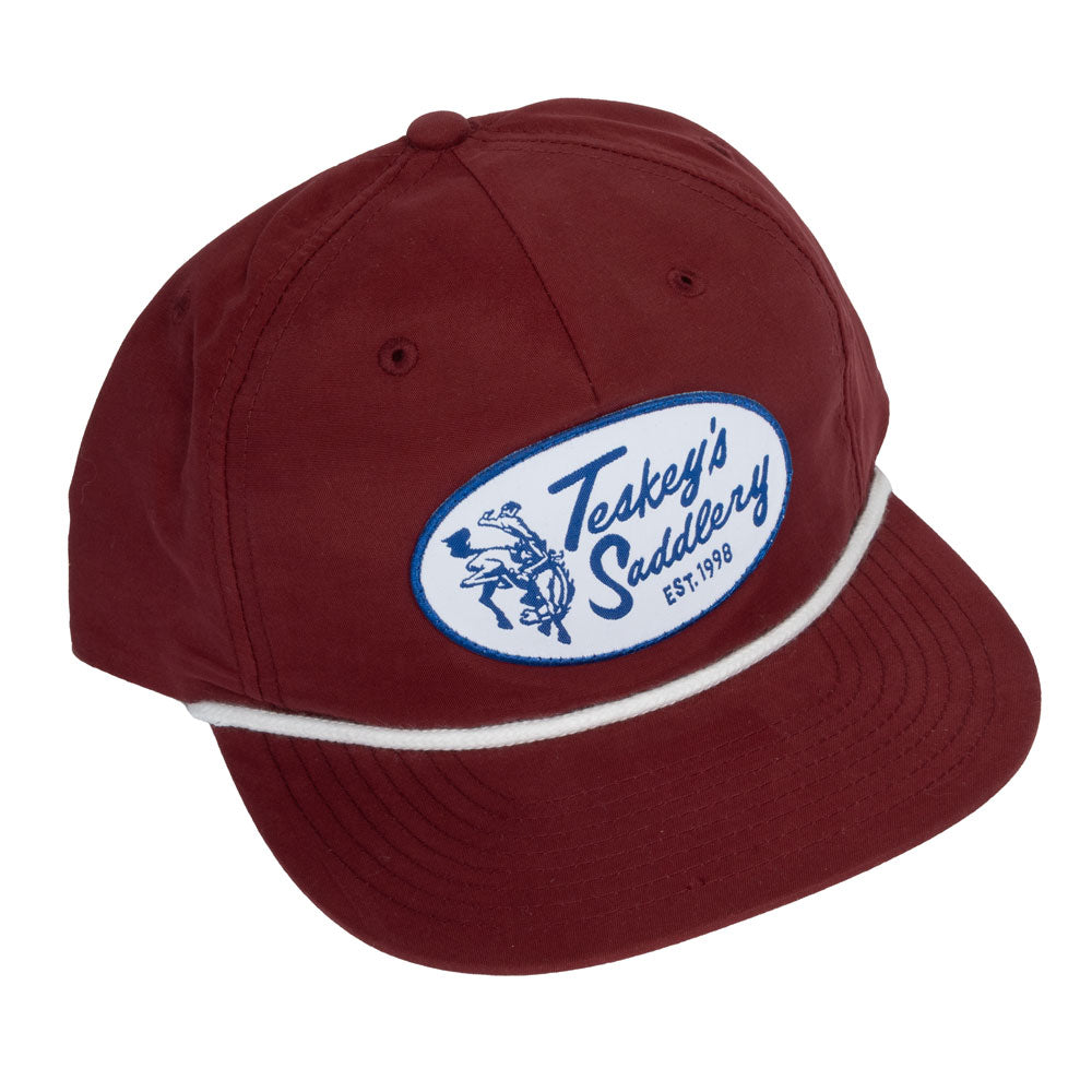 Teskey's Saddlery Retro Umpaque Cap - Cardinal/White Rope