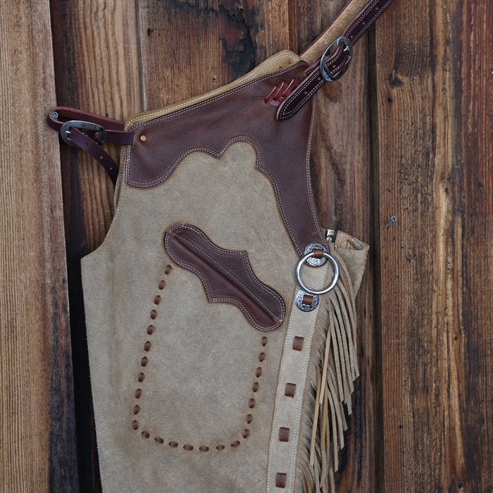 Teskey's X-Large Roughout Tan Shotgun Chaps Tack - Chaps & Chinks Teskey's