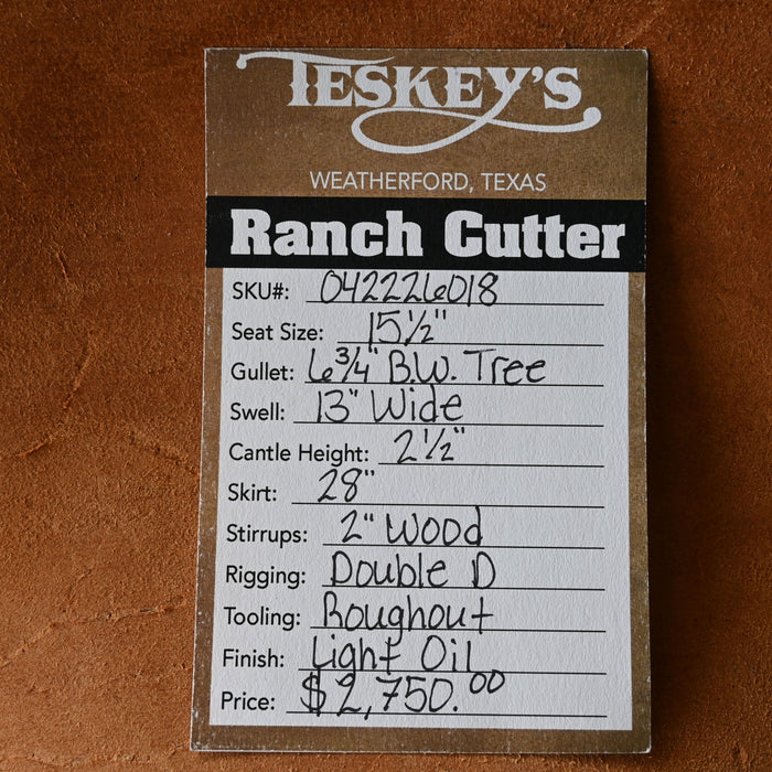 15.5" TESKEY'S PRO CUTTER RANCH CUTTER SADDLE Saddles - New Teskey's Saddlery