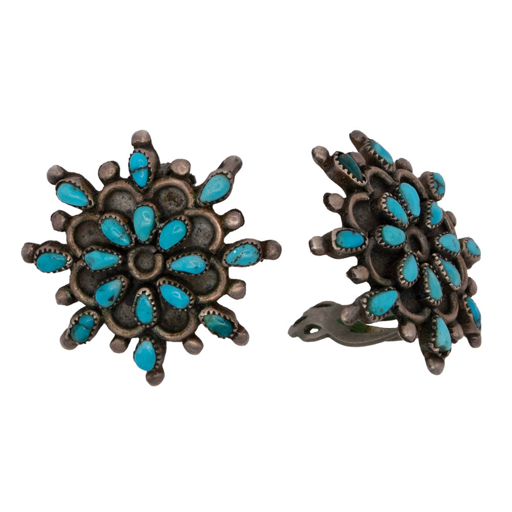 Peyote Bird Vintage Zuni Clip Earrings