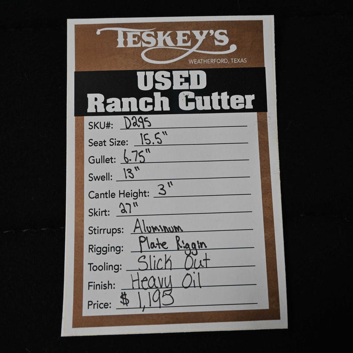 15.5" USED FORT WORTH RANCH CUTTER SADDLE Saddles - Used Fort Worth Saddle Co.