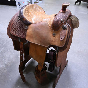 14" USED HW LEATHER ROPING SADDLE Saddles HW Leather   