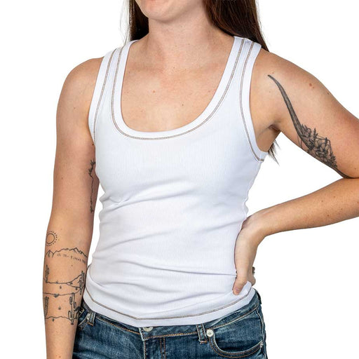 Flag & Anthem Women's Lottie Contrast Stitch Tank Top - White WOMEN - Clothing - Tops - Sleeveless Flag And Anthem