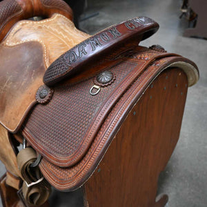 14" USED HW LEATHER ROPING SADDLE Saddles HW Leather   