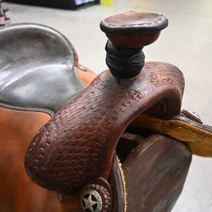 15.5" USED FORT WORTH ROPING SADDLE Saddles Fort Worth Saddle Co.