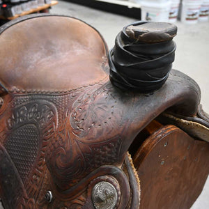 14" USED SANCHEZ ROPING SADDLE Saddles Sanchez Saddle Shop   