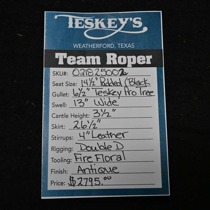 14.5" TESKEY'S TEAM ROPING SADDLE Saddles - New Teskey's Saddlery