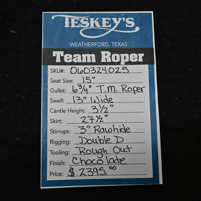 15" TESKEY'S TEAM ROPING SADDLE Saddles - New Teskey's Saddlery