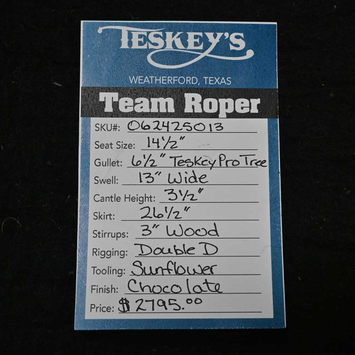 14.5" TESKEY'S ROPING SADDLE Saddles - New Teskey's Saddlery