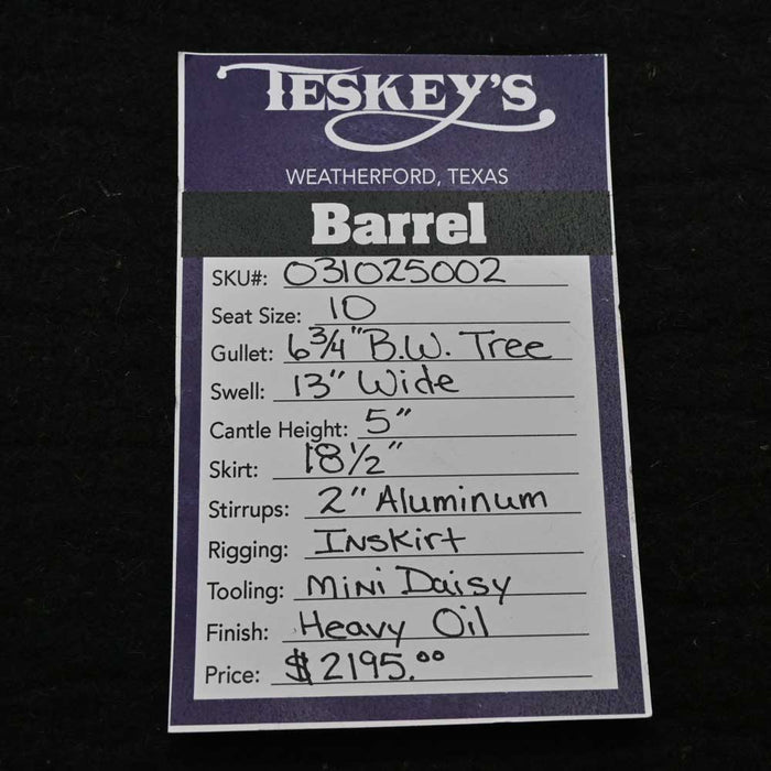 10" TESKEY'S YOUTH BARREL SADDLE Saddles - New Teskey's Saddlery