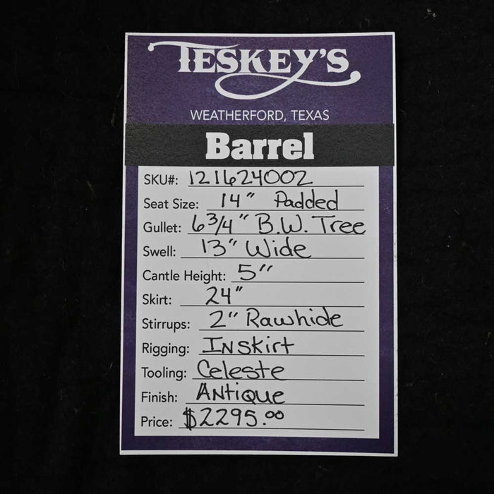 14" TESKEY'S BARREL SADDLE Saddles - New Teskey's Saddlery