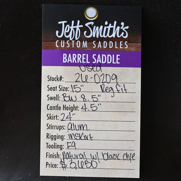 15" USED JEFF SMITH JACKIE GANTER BARREL SADDLE Saddles - Used Jeff Smith