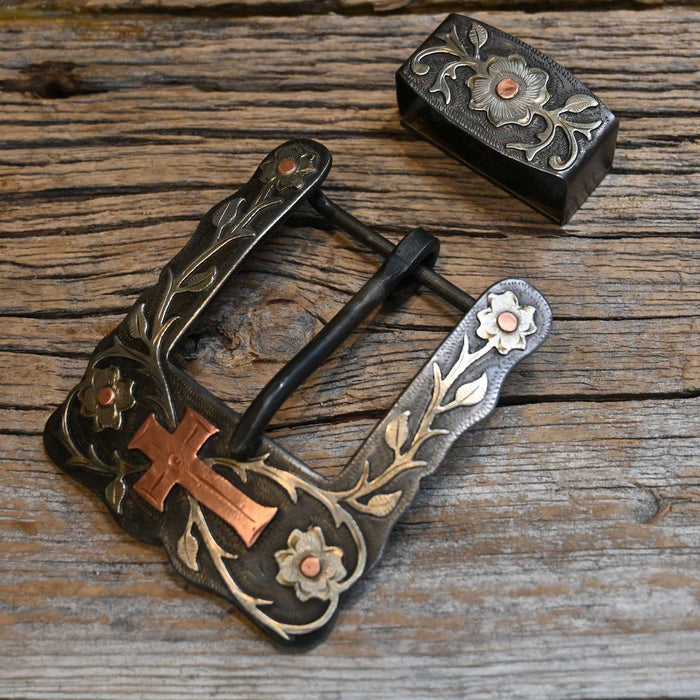 Scribner 2pc Silver & Copper Mounted Buckle