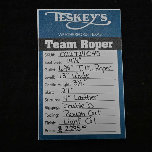 14.5" TESKEY'S TEAM ROPING SADDLE Saddles - New Teskey's Saddlery