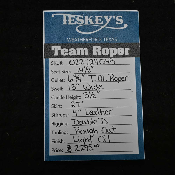 14.5" TESKEY'S TEAM ROPING SADDLE Saddles - New Teskey's Saddlery