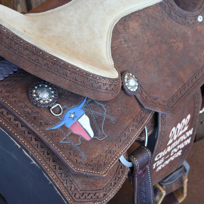 14.5" USED SLONE TEAM ROPING TROPHY SADDLE