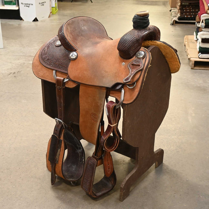 15.5" USED TESKEY'S TEAM ROPING SADDLE