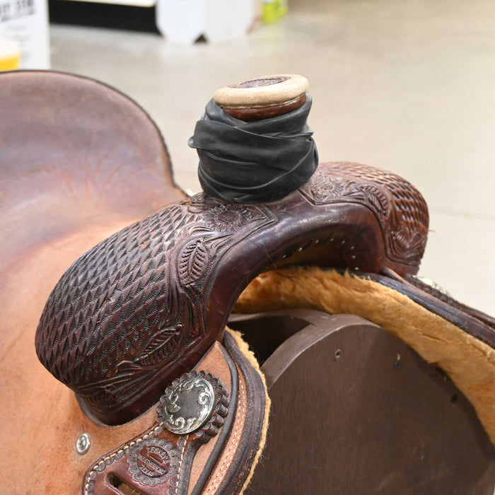 15.5" USED TESKEY'S TEAM ROPING SADDLE