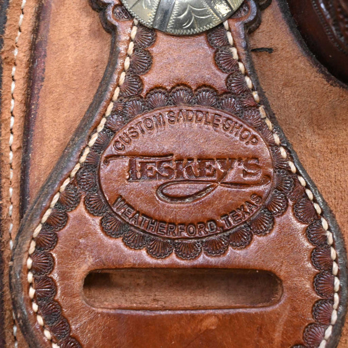 15.5" USED TESKEY'S TEAM ROPING SADDLE
