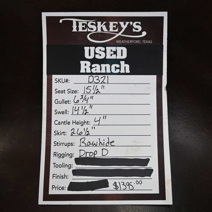 15.5" USED TESKEY'S RANCH ASSOCIATION SADDLE