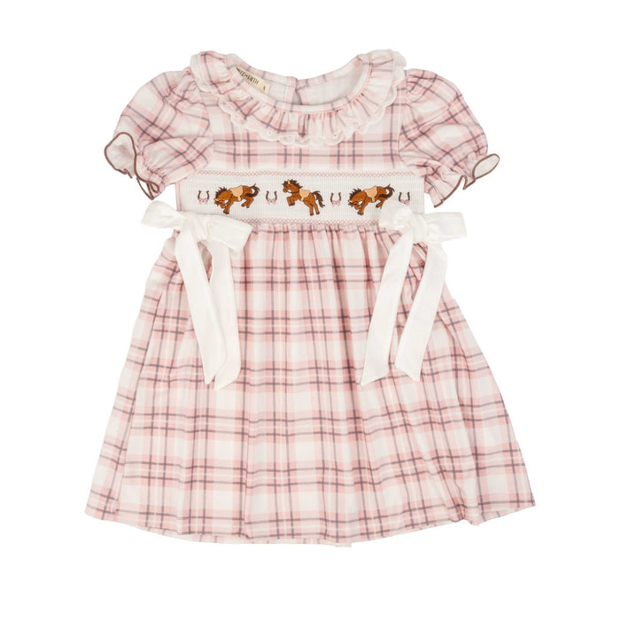 Horse Embroidered Smocked Pink Plaid Dress KIDS - Girls - Clothing - Dresses Rylee Faith Designs