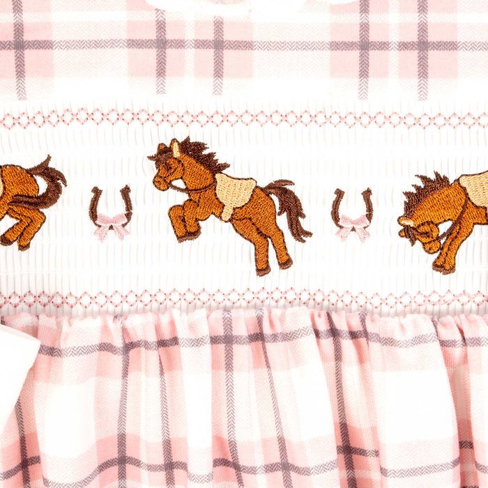 Horse Embroidered Smocked Pink Plaid Dress KIDS - Girls - Clothing - Dresses Rylee Faith Designs