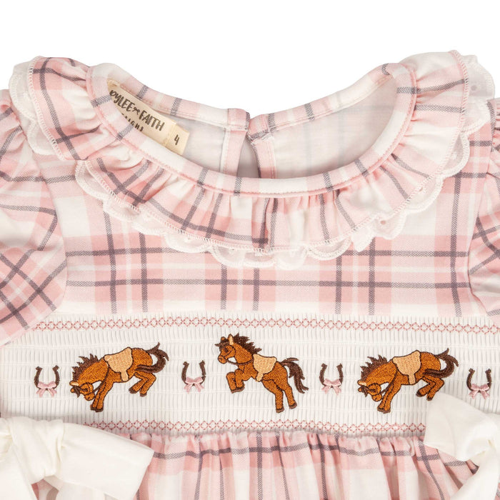 Horse Embroidered Smocked Pink Plaid Dress KIDS - Girls - Clothing - Dresses Rylee Faith Designs