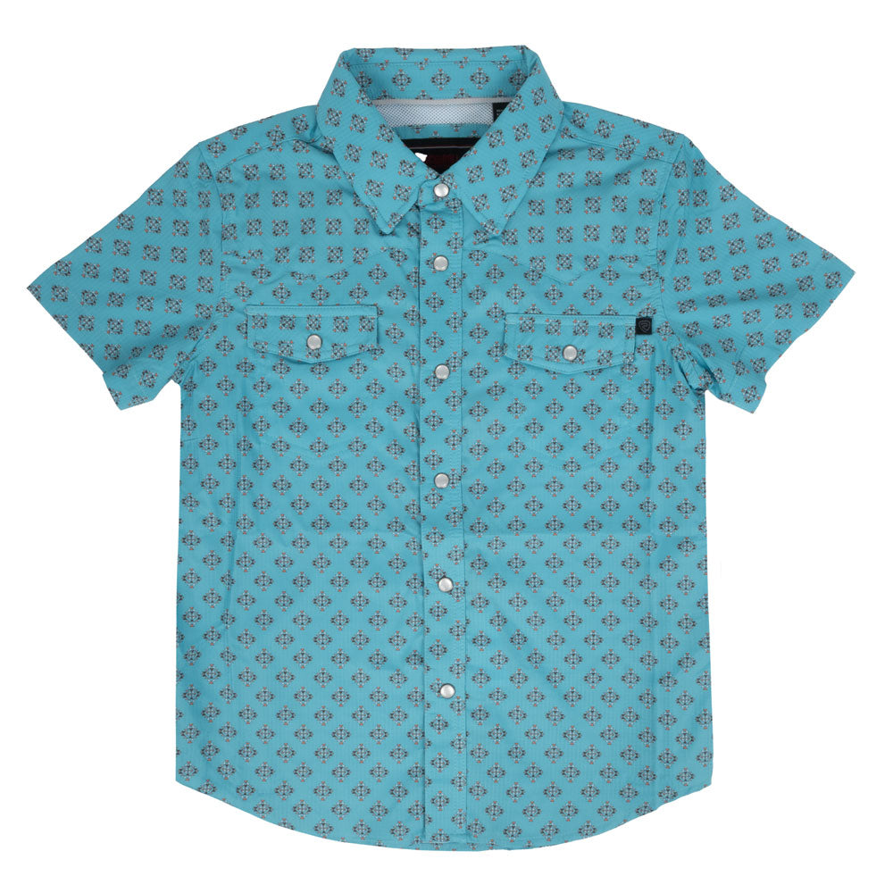 Rock & Roll Denim Boy's Geo Print Tek Snap Shirt KIDS - Boys - Clothing - Shirts - Short Sleeve Shirts Panhandle