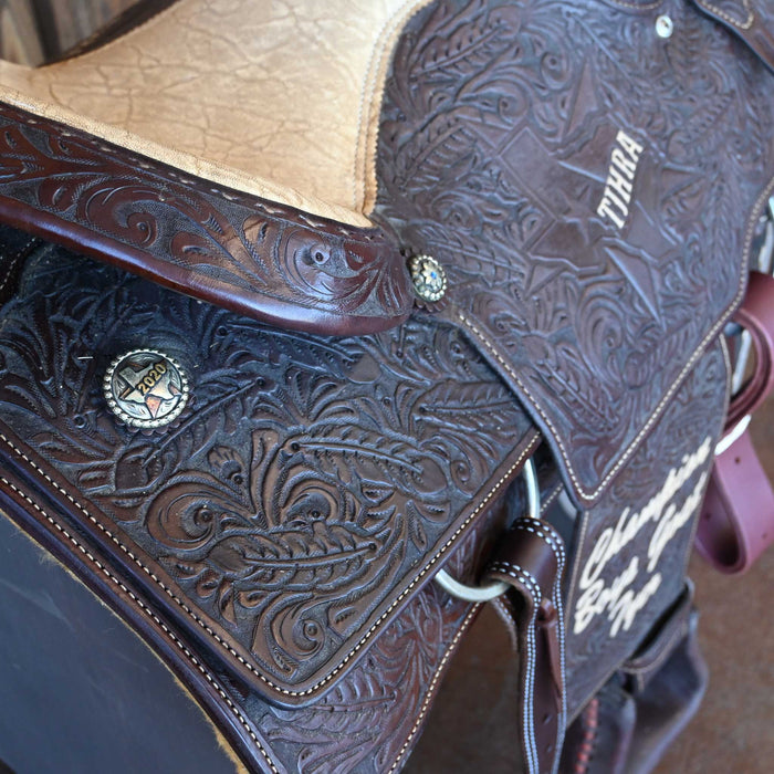 14" USED COWBOY CLASSIC TEAM ROPING TROPHY SADDLE
