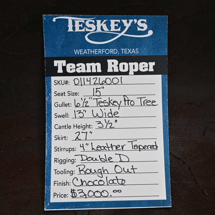 15" TESKEY'S TEAM ROPING SADDLE