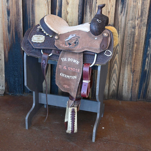 14" USED ALAMO TEAM ROPING TROPHY SADDLE Saddles - Used Alamo Saddlery