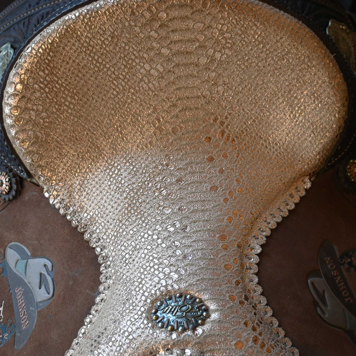 14" USED ALAMO TEAM ROPING TROPHY SADDLE