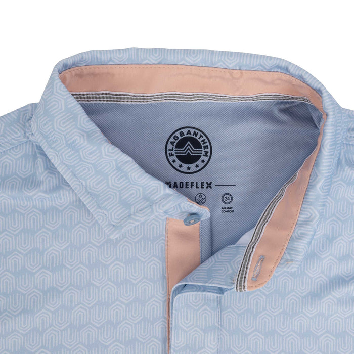 Flag & Anthem Men's Avila Light Blue Geo Performance Polo Shirt MEN - Clothing - Shirts - Short Sleeve Flag And Anthem