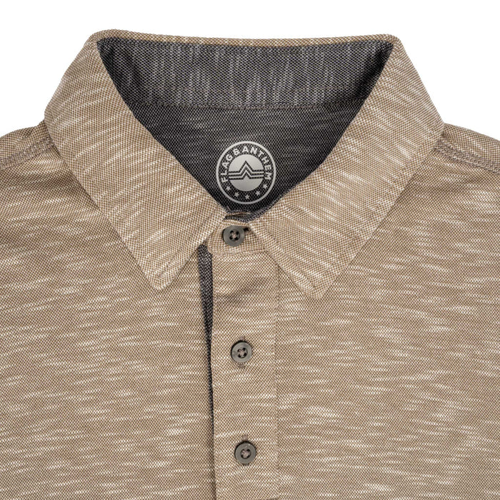 Flag & Anthem Men's Oatmeal Momentum Performance Slub Polo Shirt MEN - Clothing - Shirts - Short Sleeve Flag And Anthem