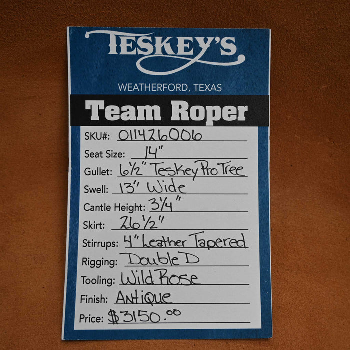 14" TESKEY'S TEAM ROPING SADDLE