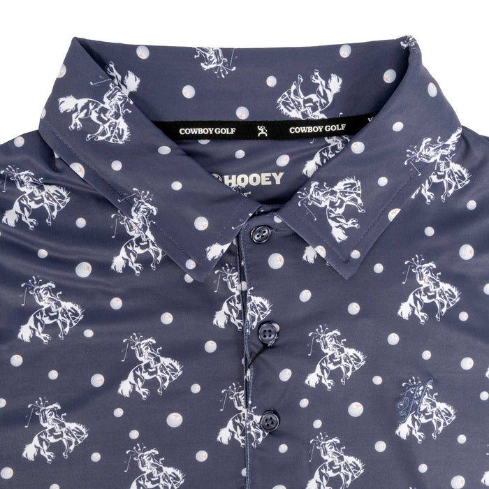 Hooey Men's Weekender Inkwell White Cowboy Golf Logo Polo Shirt
