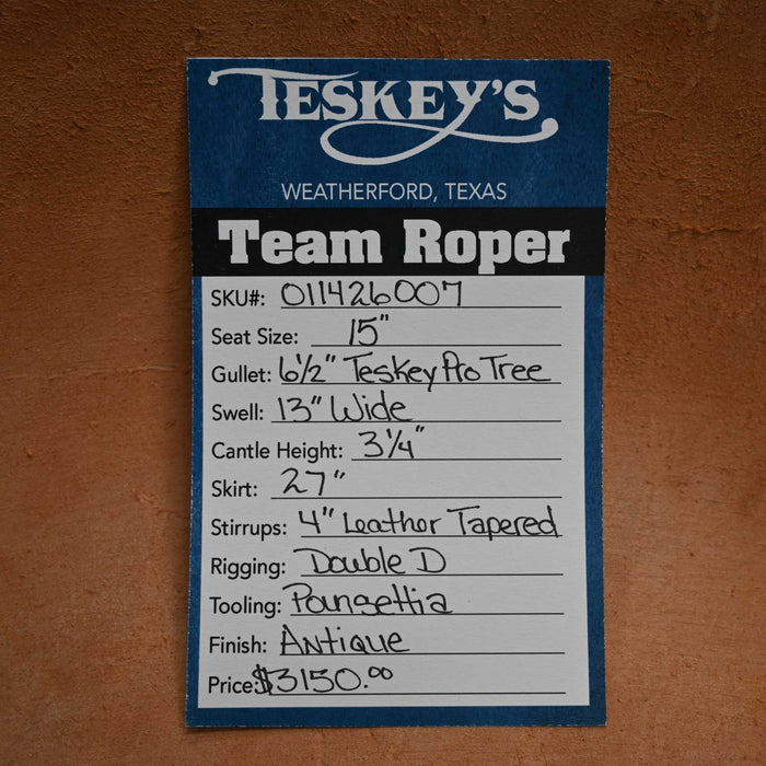 15" TESKEY'S TEAM ROPING SADDLE