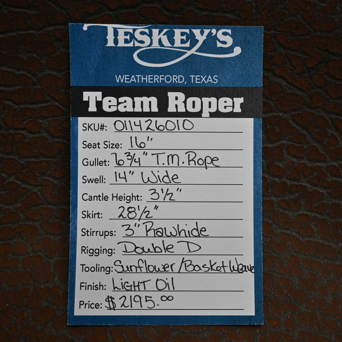 16" TESKEY'S TEAM ROPING SADDLE