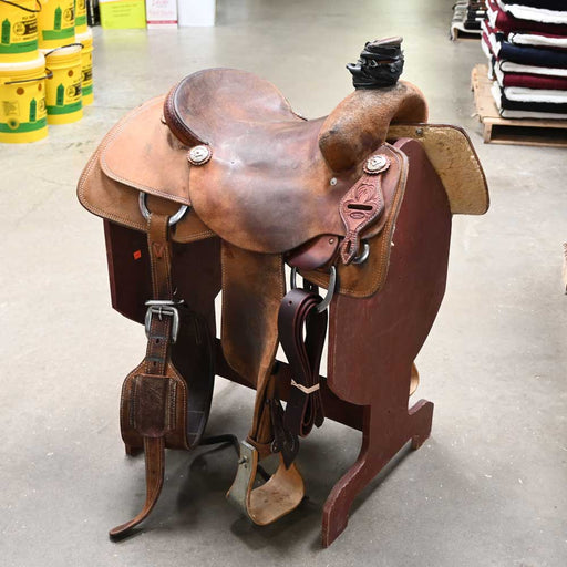 15" USED JEFF SMITH ROPING SADDLE Saddles - Used Jeff Smith