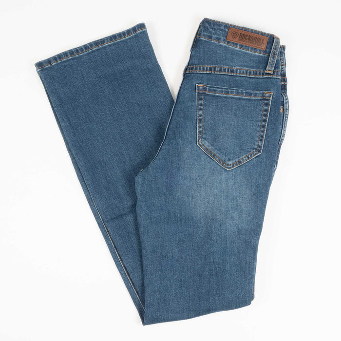 Rock & Roll Denim Women's Double Button High Rise Bootcut Jean