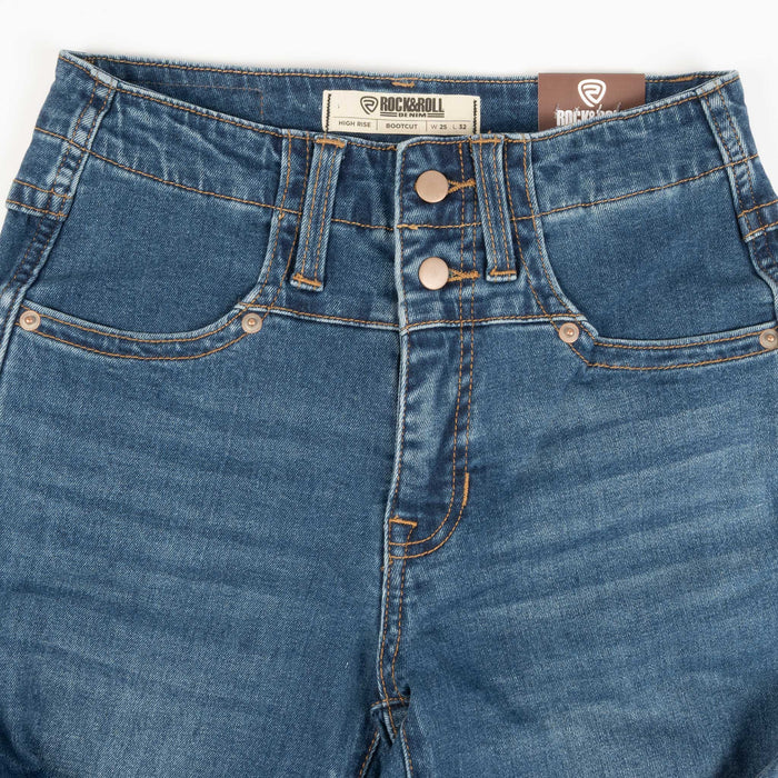 Rock & Roll Denim Women's Double Button High Rise Bootcut Jean