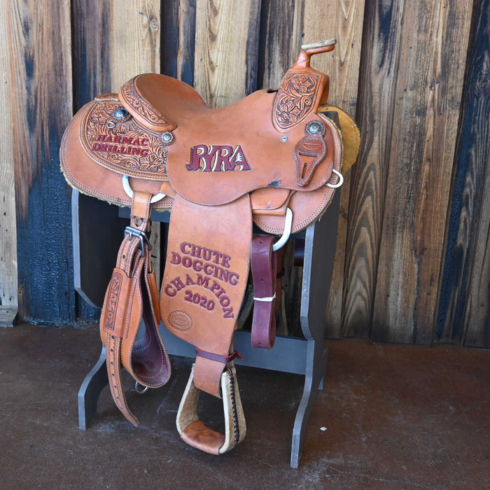 14" USED TESKEY'S STEER WRESTLING TROPHY SADDLE
