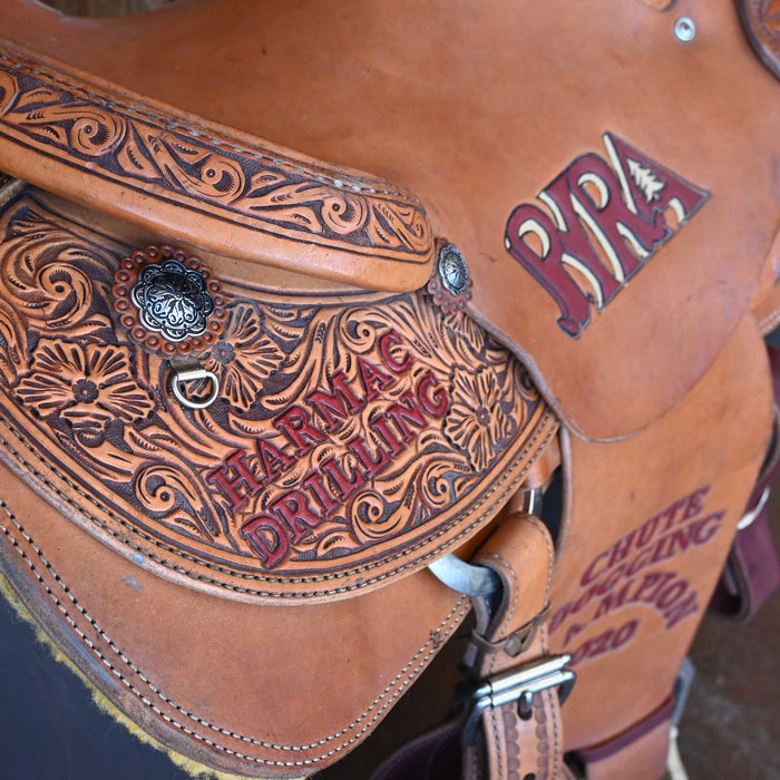 14" USED TESKEY'S STEER WRESTLING TROPHY SADDLE