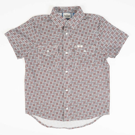 Ferrell Brand Boy's Colton Red Pearl Snap Shirt KIDS - Boys - Clothing - Shirts - Short Sleeve Shirts Ferrell Brand
