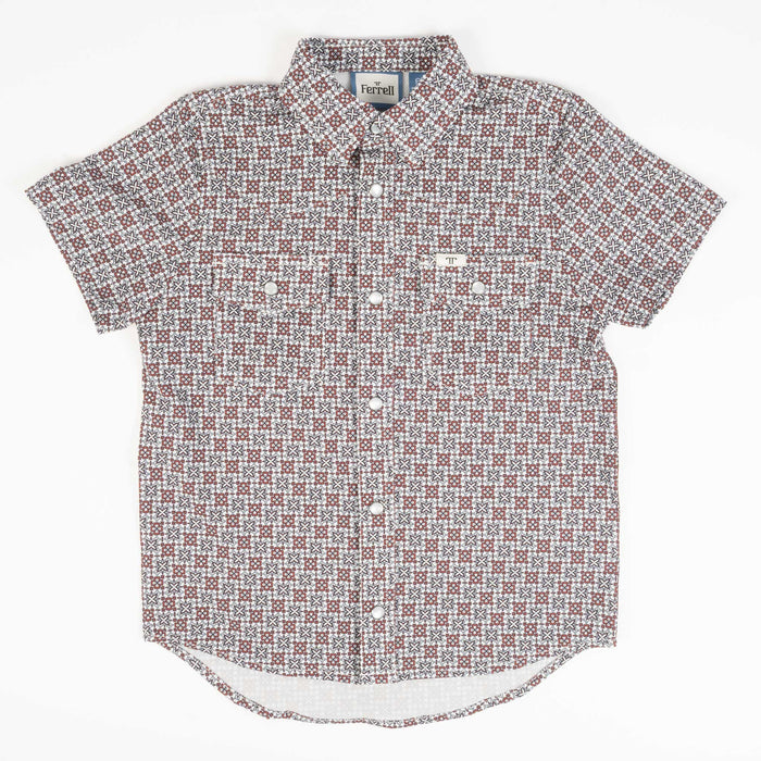 Ferrell Brand Boy's Colton Red Pearl Snap Shirt KIDS - Boys - Clothing - Shirts - Short Sleeve Shirts Ferrell Brand