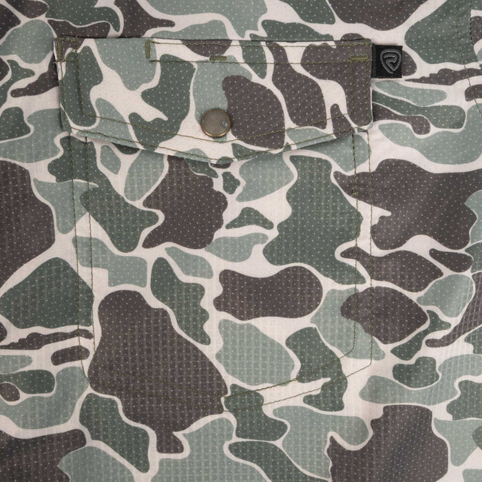 Rock & Roll Denim Men's Tek Camo Olive Pearl Snap Western Shirt MEN - Clothing - Shirts - Short Sleeve Panhandle