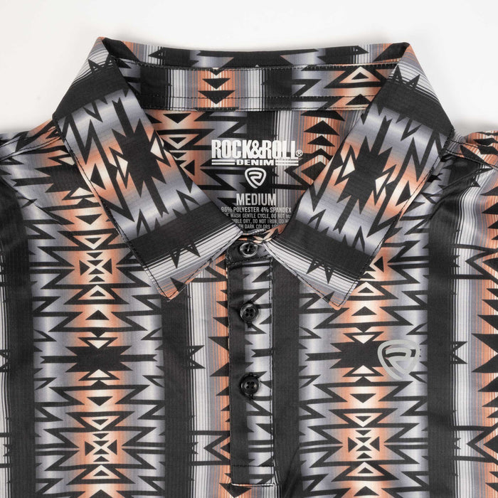 Rock & Roll Denim Men's Black Aztec Print Polo Shirt MEN - Clothing - Shirts - Short Sleeve Panhandle