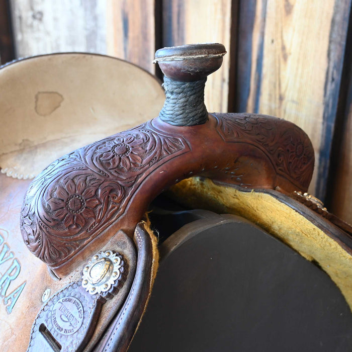 14" USED TESKEY'S TEAM ROPING TROPHY SADDLE