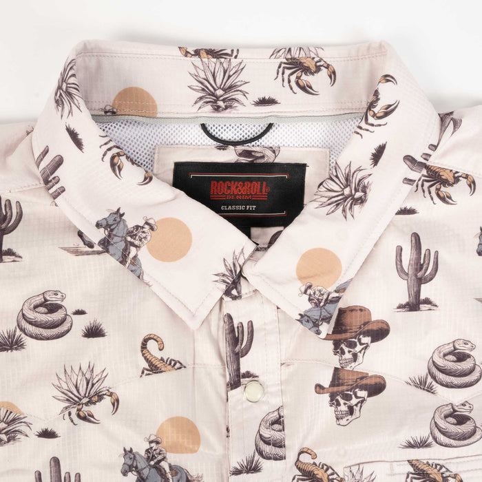 Rock & Roll Denim Men's Tek Western Desert Print Pearl Snap Shirt MEN - Clothing - Shirts - Short Sleeve Panhandle
