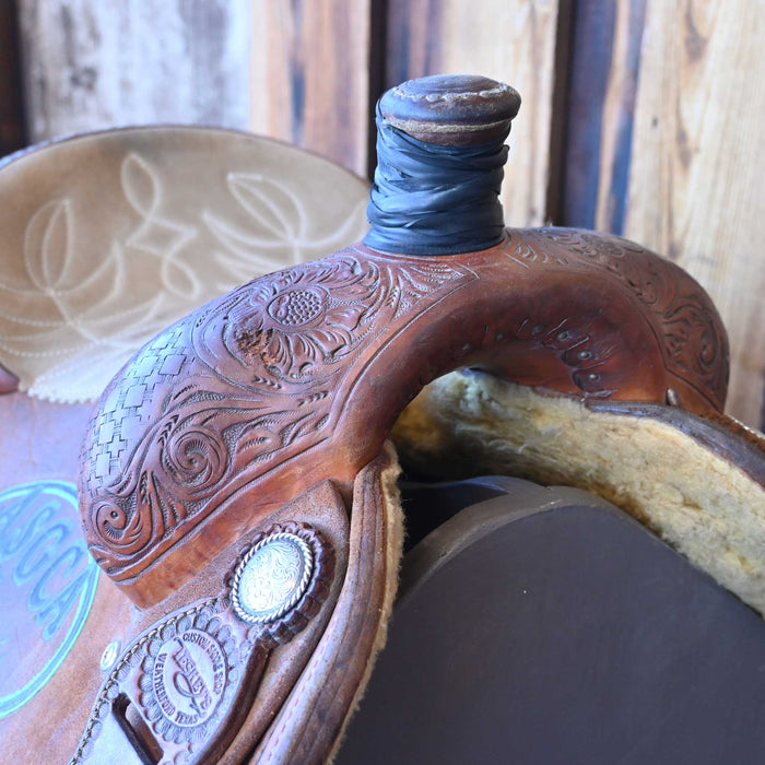 14.5" USED TESKEY'S CALF ROPING TROPHY SADDLE